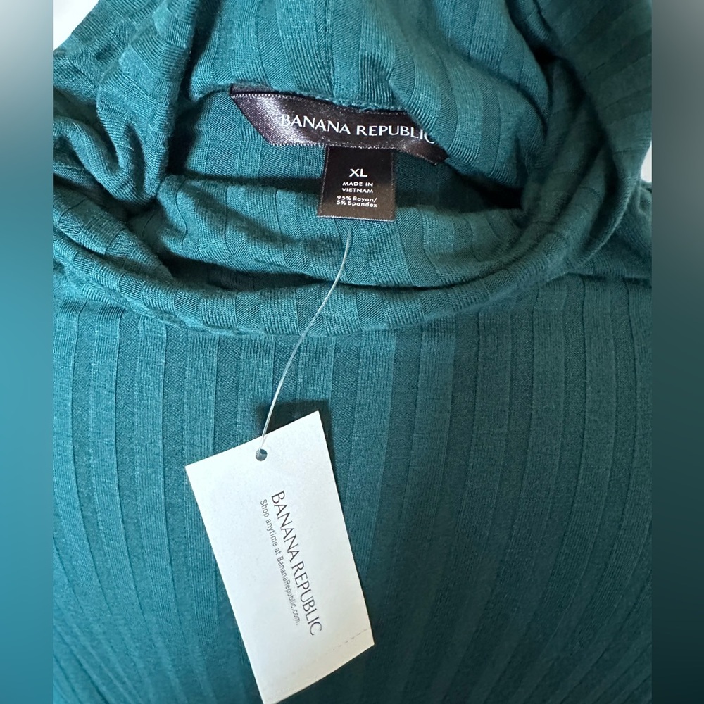 Banana Republic Ribbed Turtleneck Layering Hunter Green 90's Girl XL - Picture 6 of 10